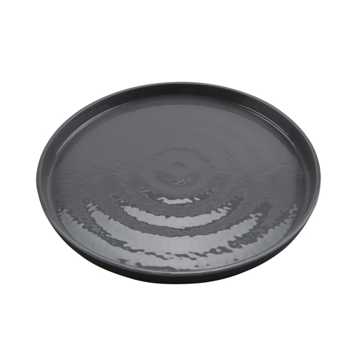 GET RP-11-GRS/BKM Roca Glazed Gray/Black Melamine 11" dia. Dinner Plate- 1 Doz