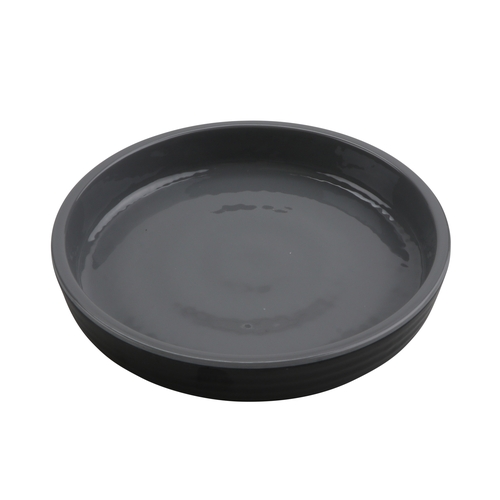 GET RP-5-GRS/BKM Roca Glazed Gray/Black Melamine 5" dia. Dinner Plate - 4 Doz