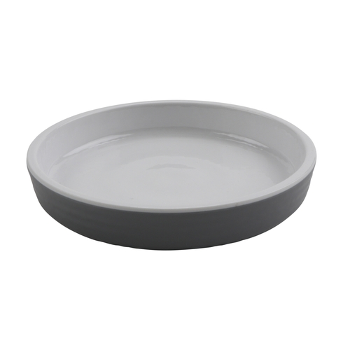 GET RP-5-WS/GRM Roca Glazed White/Gray Melamine 5" dia. Dinner Plate - 4 Doz