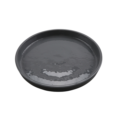 GET RP-7-GRS/BKM Roca Glazed Gray/Black Melamine 7" dia. Dinner Plate - 2 Doz