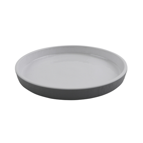 GET RP-7-WS/GRM Roca Glazed White/Gray Melamine 7" dia. Dinner Plate - 2 Doz