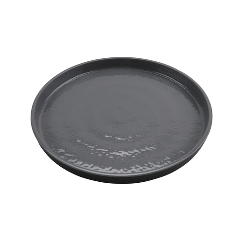 GET RP-9-GRS/BKM Roca Glazed Gray/Black Melamine 9" dia. Dinner Plate - 1 Doz