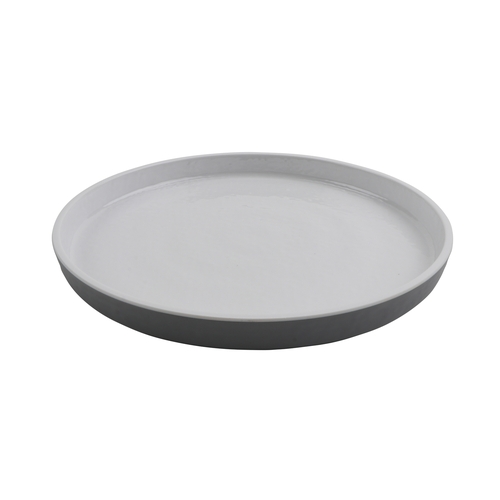 GET RP-9-WS/GRM Roca Glazed White/Gray Melamine 9" dia. Dinner Plate - 1 Doz