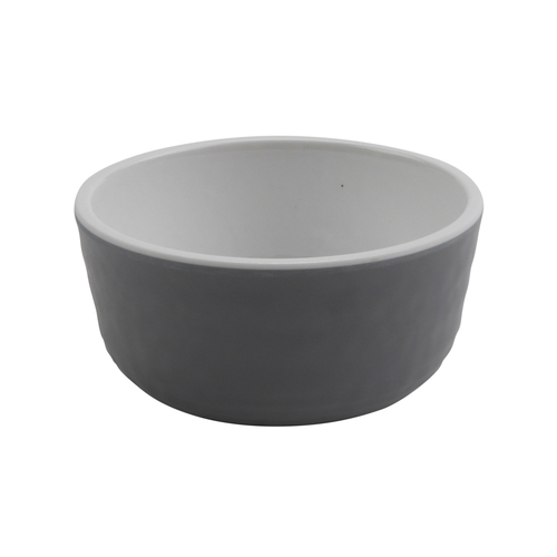 GET RR-3-WS/GRM Roca Glazed White/Grey Melamine 3 oz. Glazed Dish - 6 Doz