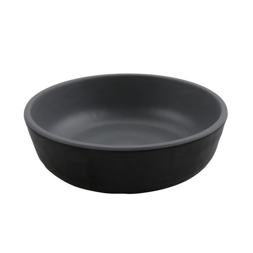 GET RR-5-GRM/BKM Roca Shallow Grey/Black Melamine 4 oz. Side Dish - 4 Doz