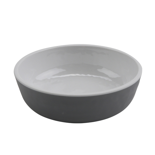 GET RR-5-WS/GRM Roca Glazed White/Grey Melamine 4 oz. Shallow Side Dish