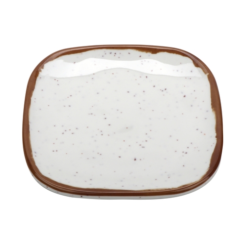 GET SCS-4-RM Rustic Mill Cream Melamine 4" Square Irregular Plate - 4 Doz