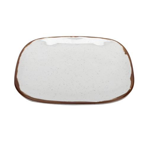 GET SCS-9-RM Rustic Mill Cream Melamine 9.5" Square Irregular Plate-1 Doz