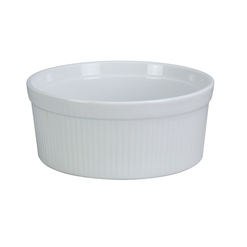 Yanco China SF-164 Accessories White Porcelain 64 oz. Fluted Soufflé Bowl-1 Doz