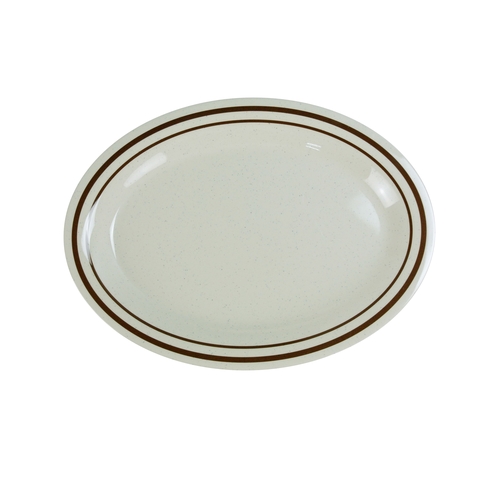 Yanco China SS-209 Sesame Beige Melamine 9.5" x 7.25" Oval Platter - 2 Doz