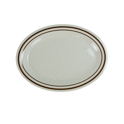 Yanco China SS-211 Sesame Beige Melamine 11.5" x 8" Oval Platter - 2 Doz