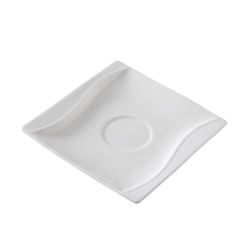 Yanco China SW-002 Sea Wave Bone White Porcelain 5.5" x 5.5" Saucer - 3 Doz