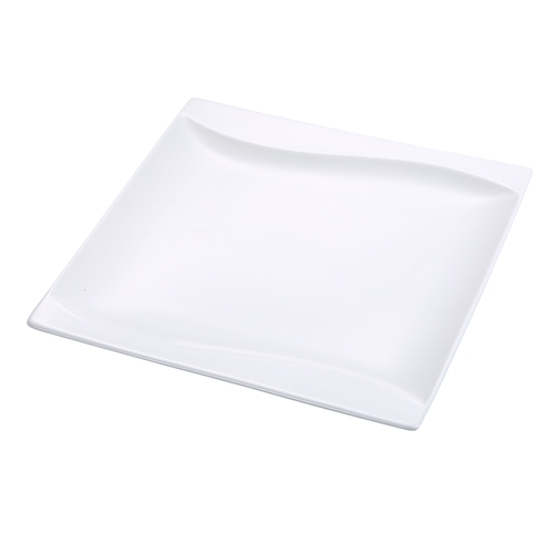 Yanco China SW-108 Sea Wave Bone White Porcelain 8" x 8" Square Plate - 3 Doz