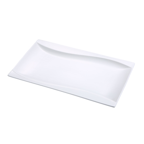 Yanco China SW-213 Sea Wave Bone White Porcelain 13" x 8.25" Rectamgular Plate