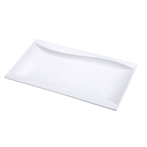 Yanco China SW-216 Sea Wave Bone White Porcelain 15.75"x 9.25"Rectangular Plate