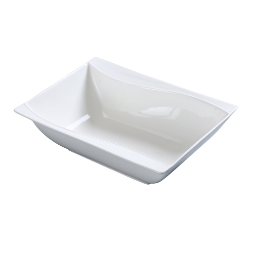 Yanco China SW-406 Sea Wave Bone White Porcelain 8 oz. Rectangular Bowl - 3 Doz