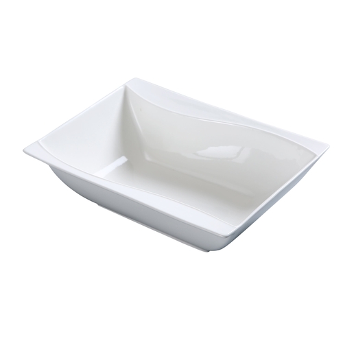 Yanco China SW-409 Sea Wave Bone White Porcelain 25 oz. Rectangular Bowl- 1 Doz