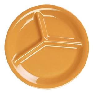 Thunder Group CR710YW 10-1/4" Yellow 3 Compartment Melamine Plate - 1 Doz