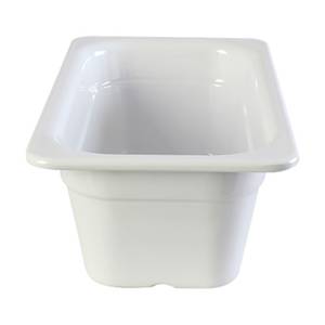 Thunder Group GN1144W 1/4 Size White Melamine Stackable Food Pan - 4" Deep