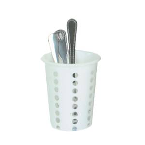 Thunder Group PLFC001 4-1/4" White Plastic Perforated Flatware Cylinder - 1 Doz