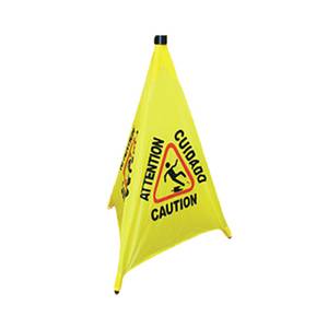 Thunder Group PLFCS332 31" Tall Bright Yellow Triangular Pop Up Safety Cone