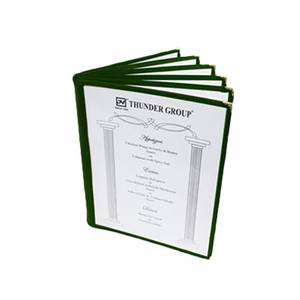Thunder Group PLMENU-6GR 6-Page Plastic Laminate Book Fold Menu Cover w/ Green Edges