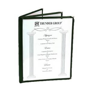Thunder Group PLMENU-L3GR 8-1/2" x 11" Green 3-Page Book Fold Menu Cover