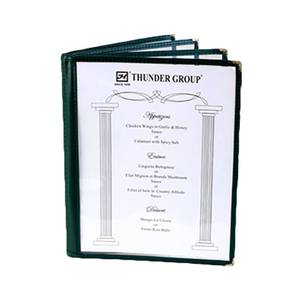 Thunder Group PLMENU-L4GR 8-1/2" x 11" Green 4-Page Book Fold Menu Cover