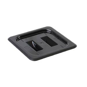 Thunder Group PLPA7160CBK 1/6 Size Solid Food Pan Cover w/ Built-In Handle - Black