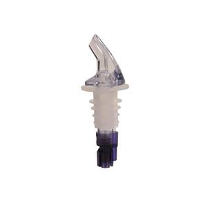 Thunder Group PLPR113M 1-1/8 oz SAN Plastic Liquor Pourer - Clear Spout/Purple Tail