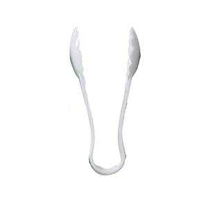 Thunder Group PLSGTG009WH 9" White Polycarbonate Scalloped Serving Tong