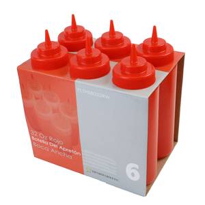 Thunder Group PLTHSB032RW 32 oz Wide Mouth Red Plastic Squeeze Bottle - 6 Per Pack