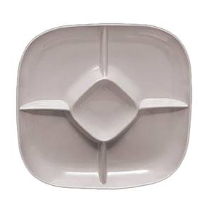 Thunder Group PS1515W 15" 5 Compartment Passion White Melamine Chip & Dip Platter