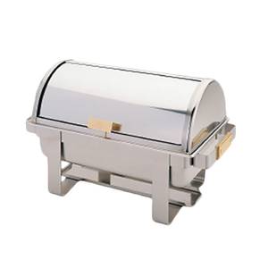 Thunder Group SLRCF0171G 8 Qt Stainless Steel Roll Top Chafer w/ Gold Accent Handles