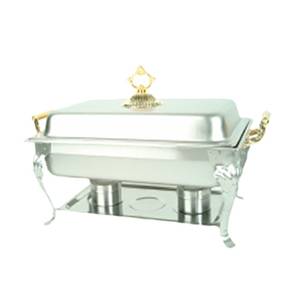 Thunder Group SLRCF8533 8 Qt Full Size Stainless Steel Deluxe Chafer w/ Brass Handle