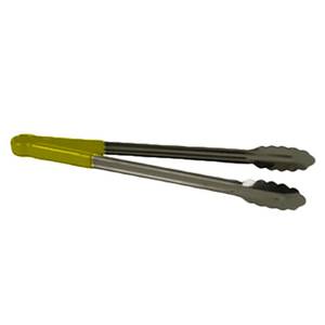 Thunder Group SLTG810Y 10" Stainless Steel Yellow Handle Utility Tongs