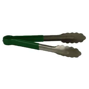 Thunder Group SLTG812G 12"L Stainless Steel Green Handle Utility Tongs