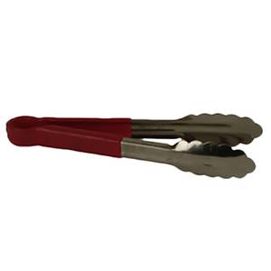 Thunder Group SLTG812R 12"L Stainless Steel Red Handle Utility Tongs