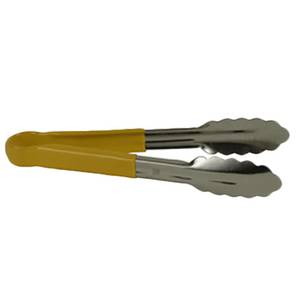 Thunder Group SLTG812Y 12"L Stainless Steel Yellow Handle Utility Tongs