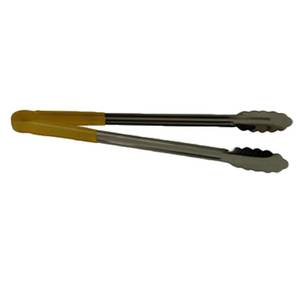 Thunder Group SLTG816Y 16"L Stainless Steel Yellow Handle Utility Tongs