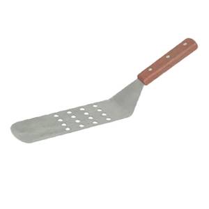 Thunder Group SLTWBT110 14" Stainless Steel Perforated Turner w/ Wooden Handle