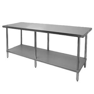 Thunder Group SLWT42484F 24" x 84" x35" 430 Stainless Steel Flat Top Work Table