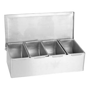 Thunder Group SSCD004 4 Compartment Stainless Steel Bar Condiment D