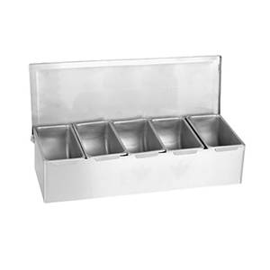 Thunder Group SSCD005 5 Compartment Stainless Steel Bar Condiment D