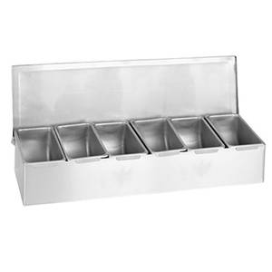 Thunder Group SSCD006 6 Compartment Stainless Steel Bar Condiment Bin