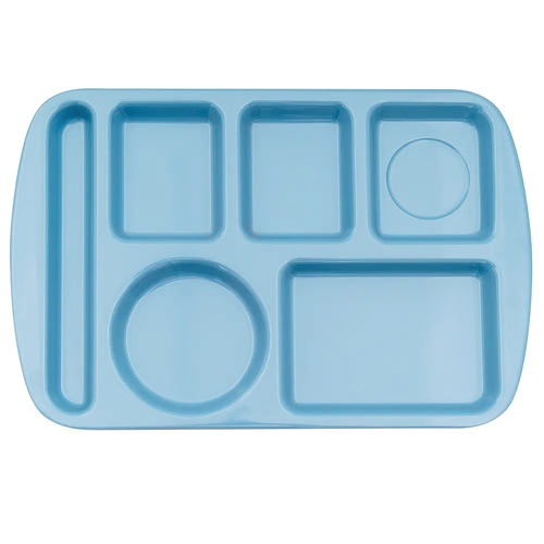GET TL-151-FB French Blue Plastic 14.5"x 9.75"6-Compartment Cafeteria Tray