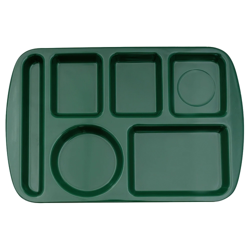 GET TL-151-HG Hunter Green Plastic 14.5" x 9.75" 6-Compartment School Tray
