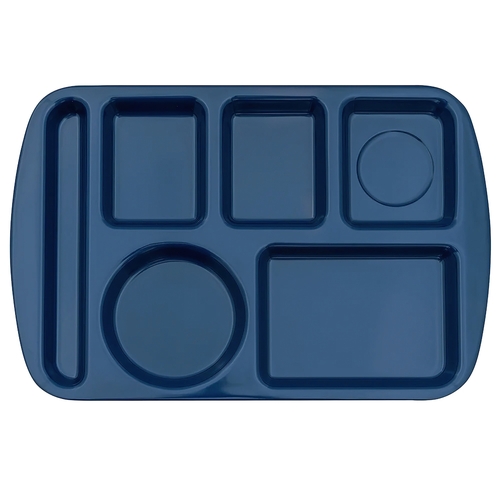GET TL-151-NB Navy Blue Plastic 14.5" x 9.75" 6-Compartment Cafeteria Tray