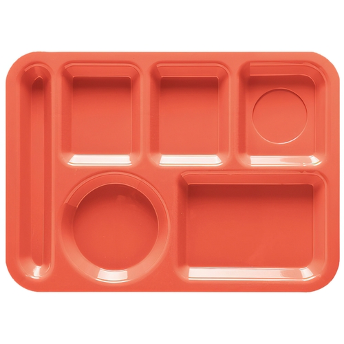 GET TL-152-RO Rio Orange 13.75" x 9.8" 6 Compartment Cafeteria Tray- 1 Doz