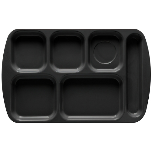 GET TR-151-BK Black Plastic 15.5" x 9.8" 6-Compartment School Tray - 1 Doz